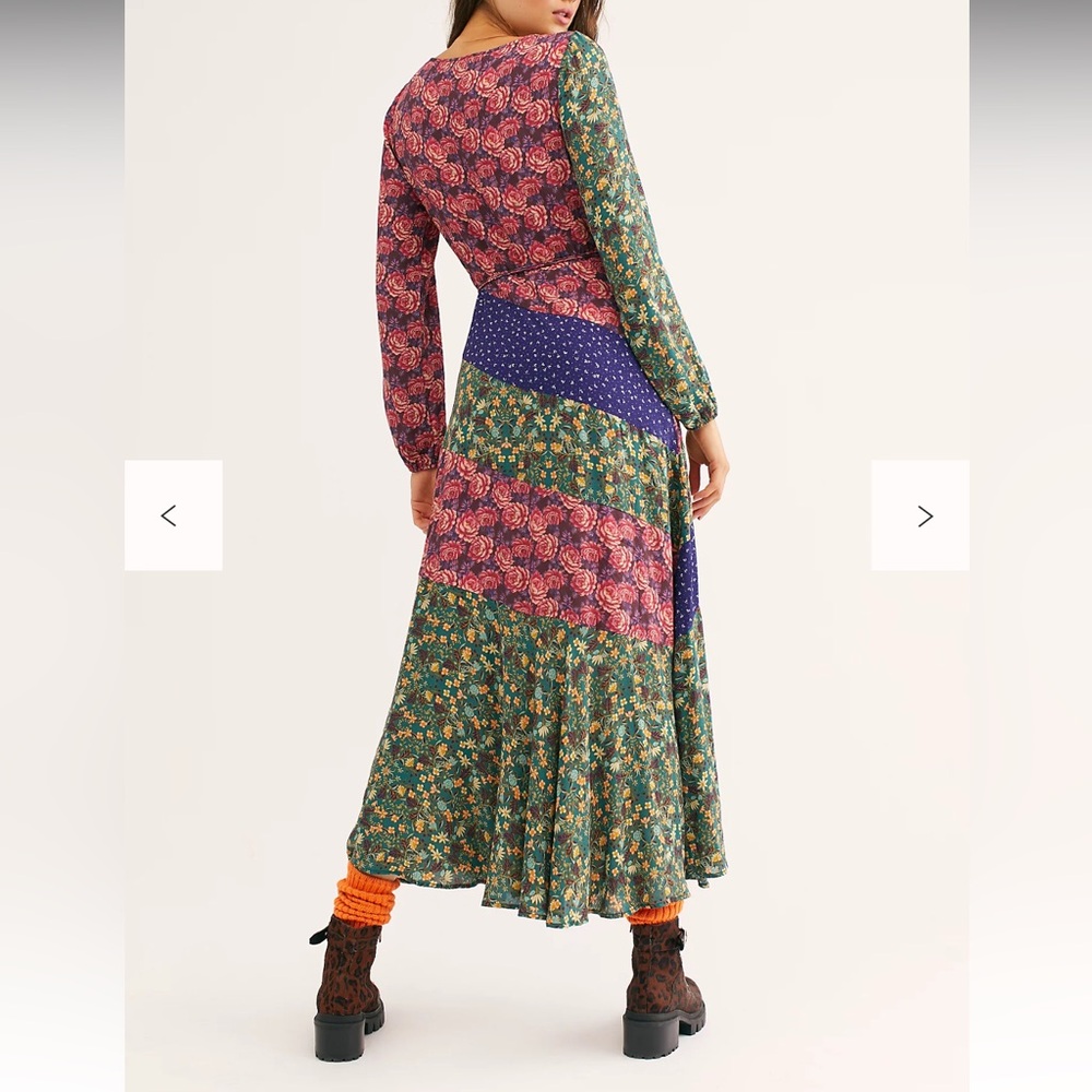 Free People Endless Love Maxi Dress Wrap Long Sleeve Patchwork Boho Women Small - Picture 2 of 16